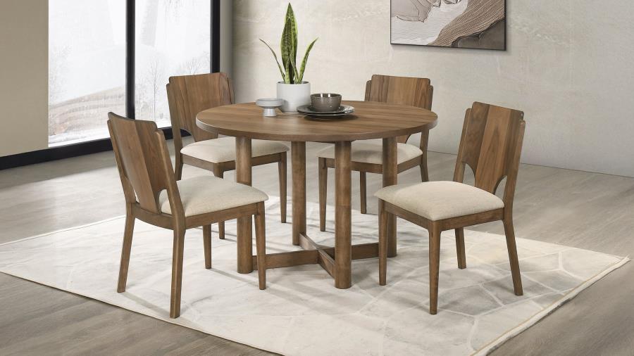 (image for) Crestmore 5-piece 46-inch Round Wood Dining Table Set Walnut