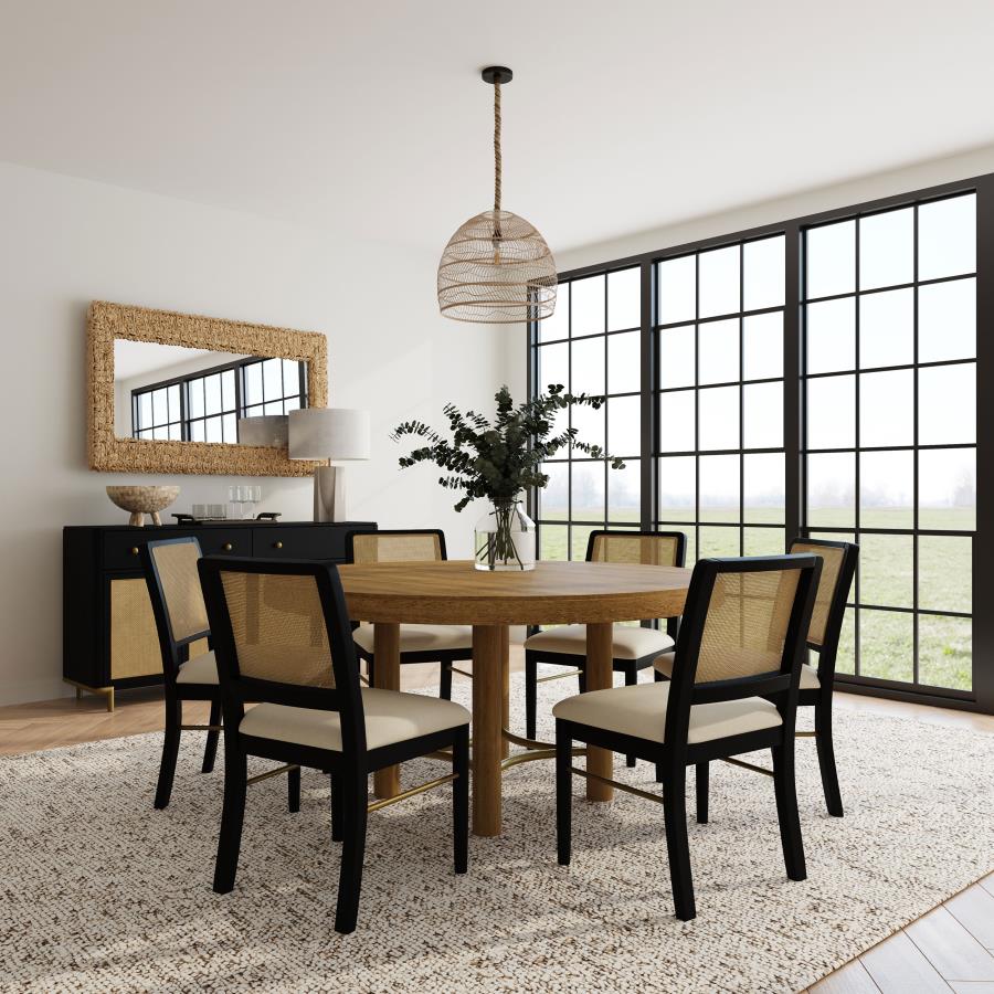 (image for) Arini 7-piece Round Dining Table Set Sand Wash and Black