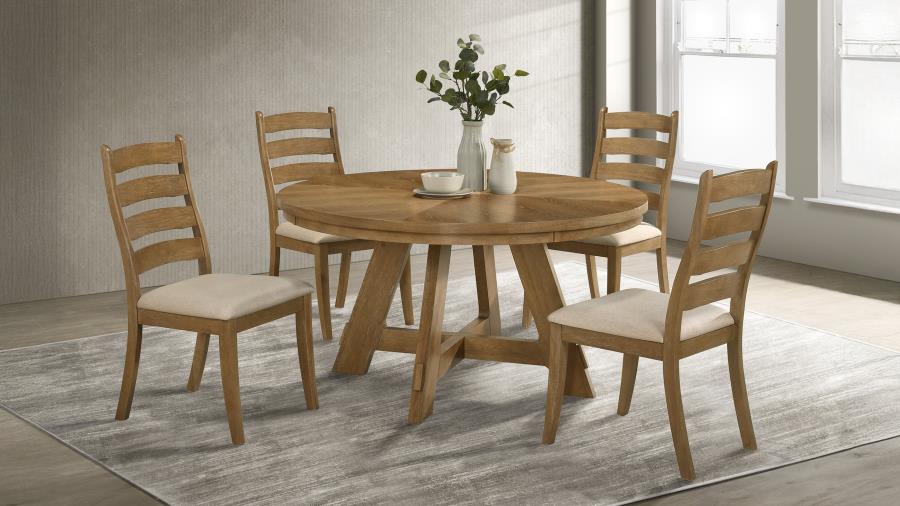 (image for) Danvers 5-piece Dining Table Set Brown Oak and Latte