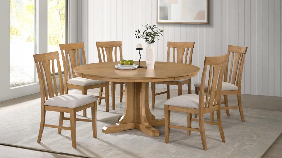 (image for) Hartville 7-piece Round Dining Table Set Natural Light Brown
