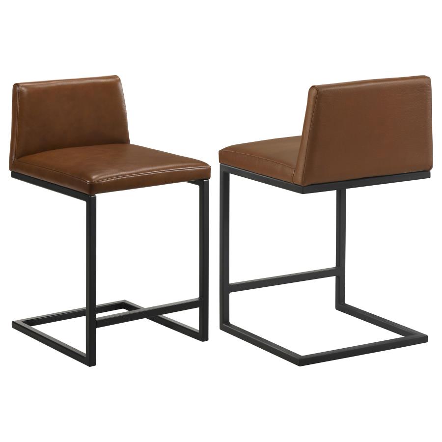 (image for) Vardon Genuine Leather Counter Height Chair Dark Brown (Set of 2)