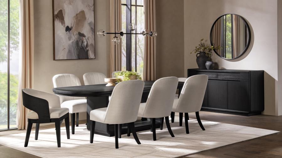 (image for) Leandro 9-piece Rectangular Dining Table Set Burnished Black