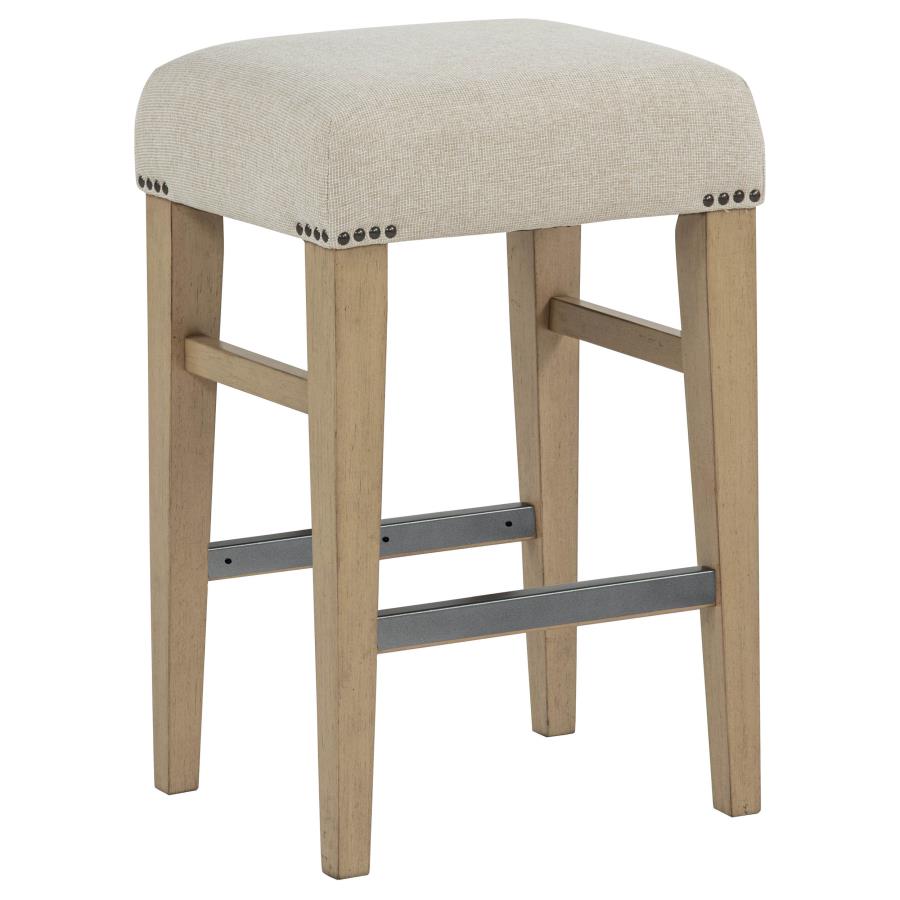 (image for) Naser Upholstered Counter Stool Beige and Light Oak (Set of 2)