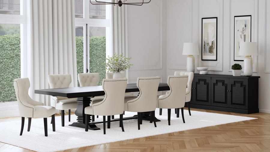 (image for) Florence 9-piece 126-inch Extension Dining Table Set Distressed Black