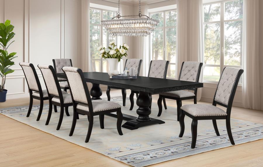 (image for) Phelps 9-piece Rectangular Dining Table Set Distressed Noir