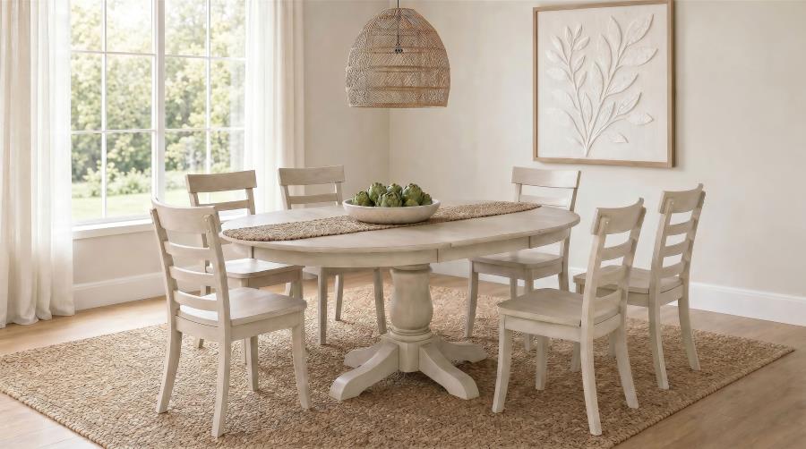 (image for) Orrison 7-piece Oval 62-inch Extension Leaf Dining Set Linen