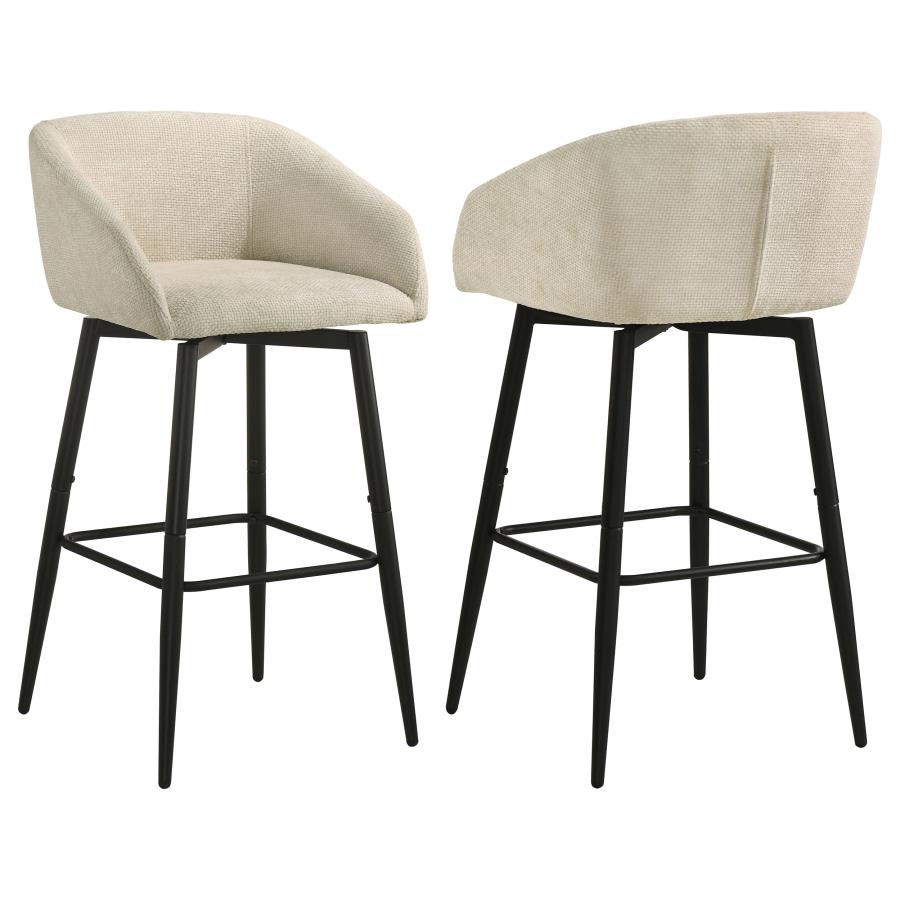(image for) Rainer Fabric Upholstered Swivel Bar Chair Cream (Set of 2)