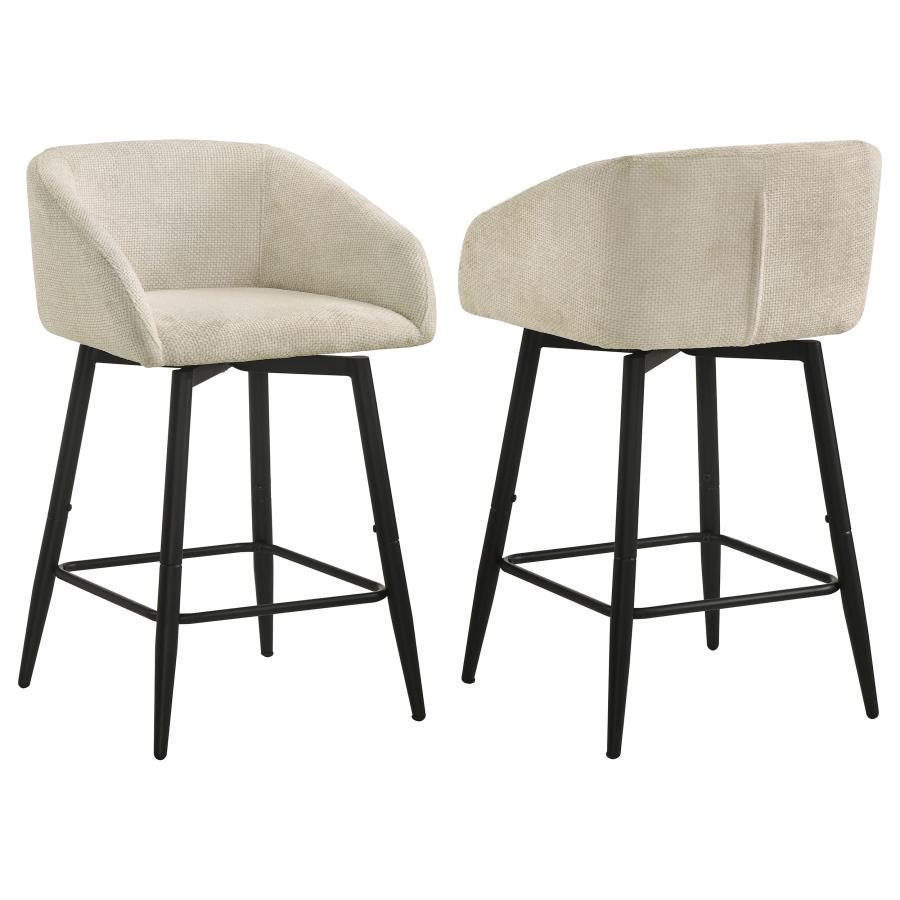 (image for) Rainer Fabric Upholstered Swivel Counter Height Chair Cream (Set of 2)