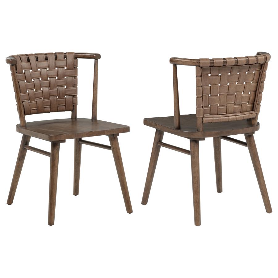 (image for) Tallis Woven Leatherette Back Dining Side Chair Brown (Set of 2)