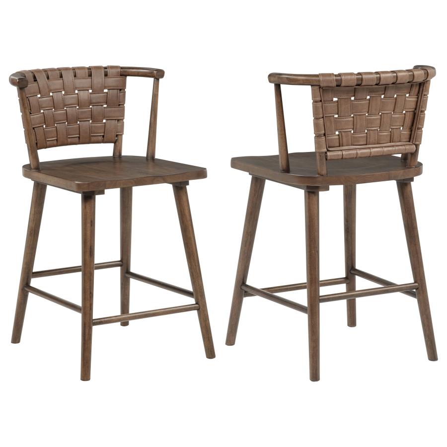 (image for) Tallis Woven Leatherette Back Counter Chair Brown (Set of 2)