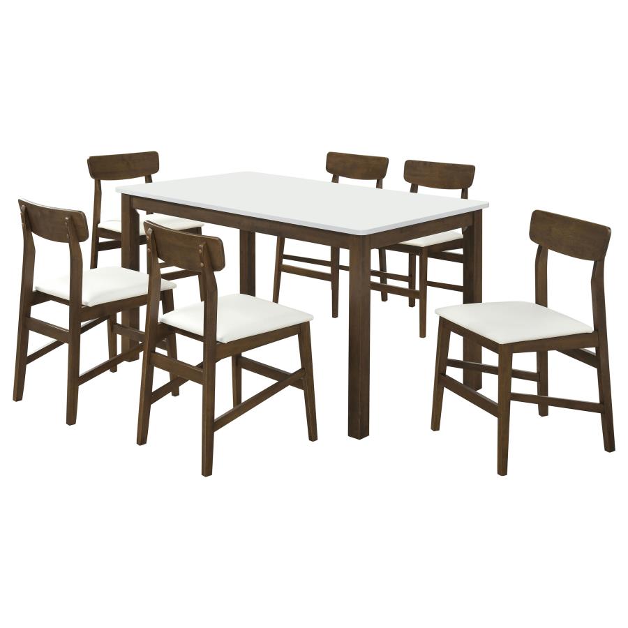 (image for) Merrin 7-piece 55-inch Rectangular Dining Set Off White and Walnut