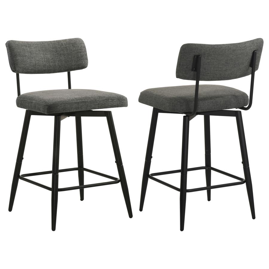 (image for) Levine Fabric Upholstered Swivel Counter Chair Grey (Set of 2)