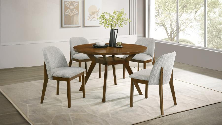 (image for) Mueller 5-piece 48-inch Round Dining Set Brown and Beige