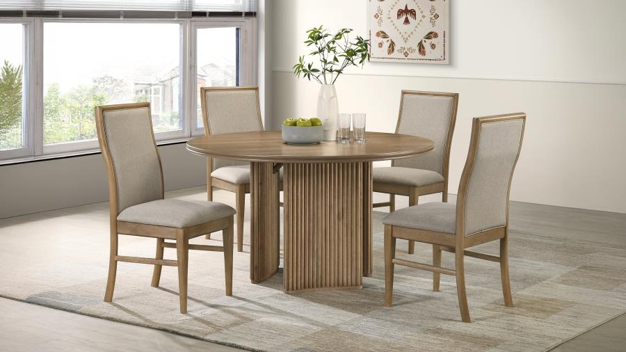 (image for) Adina 5-piece Round Dining Table Set Distressed Light Brown