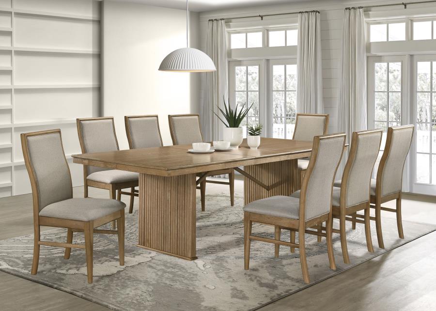 (image for) Adina 9-piece Extension Dining Set Distressed Light Brown