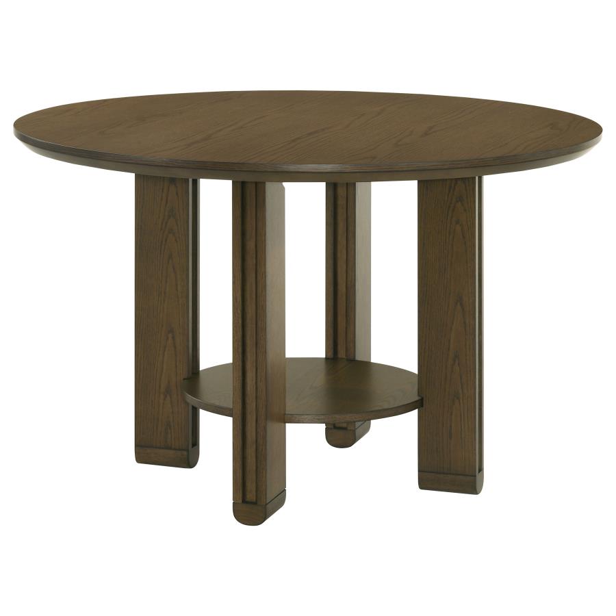 (image for) Ottowa 47-inch Round Wood Dining Table with Shelf Brown