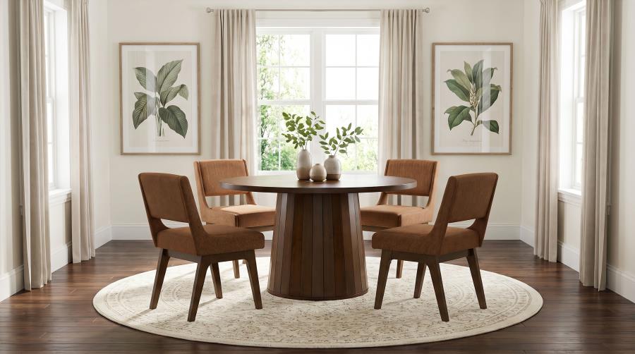 (image for) Galindo 5-piece 52-inch Round Dining Set Nutmeg and Walnut
