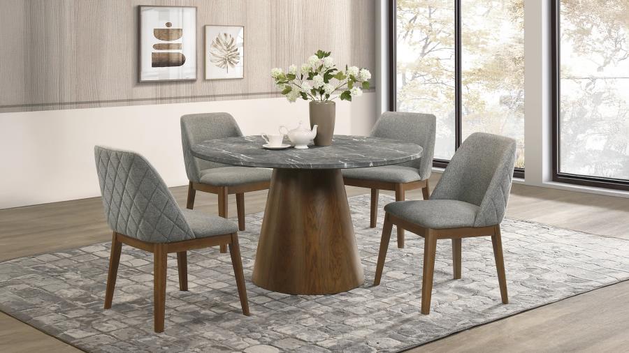 (image for) Franklin 5-piece 50-inch Round Dining Table Set Grey and Dark Oak