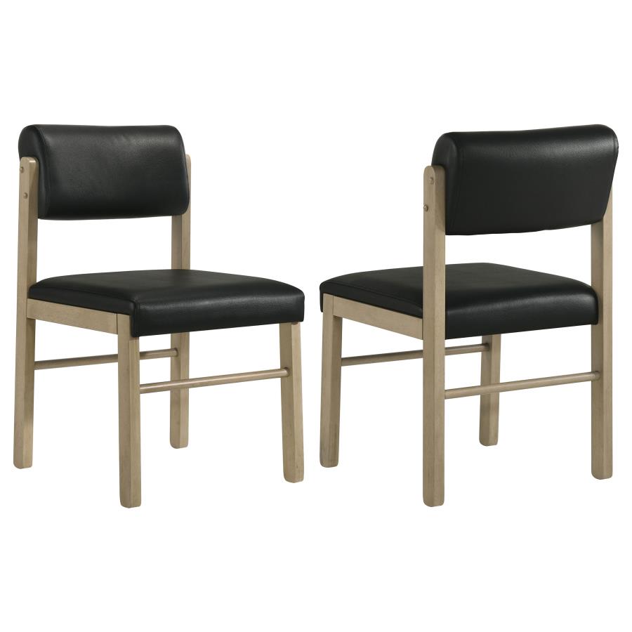 (image for) Kehoe Upholstered Dining Side Chair Black and Natural Oak (Set of 2)