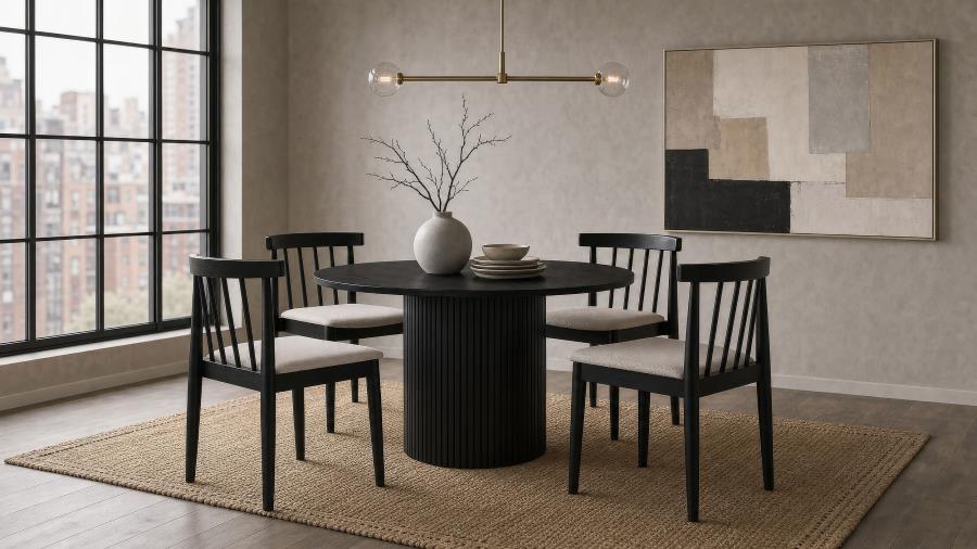 (image for) Hamlyn 5-piece Round Wood Dining Set Wheat and Black