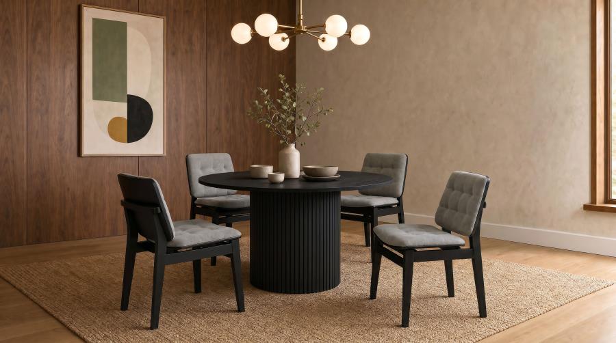 (image for) Hamlyn 5-piece Round Wood Dining Set Grey and Black