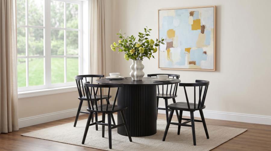 (image for) Hamlyn 5-piece Round Wood Dining Set Black