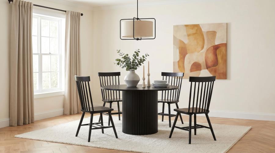 (image for) Hamlyn 5-piece Round Wood Dining Set Black
