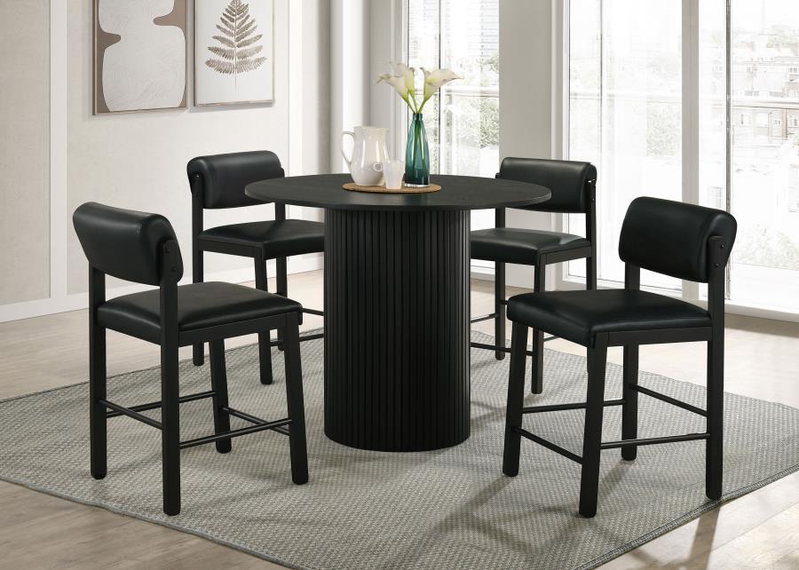 (image for) Hamlyn 5-piece Round Wood Counter Height Dining Set Black