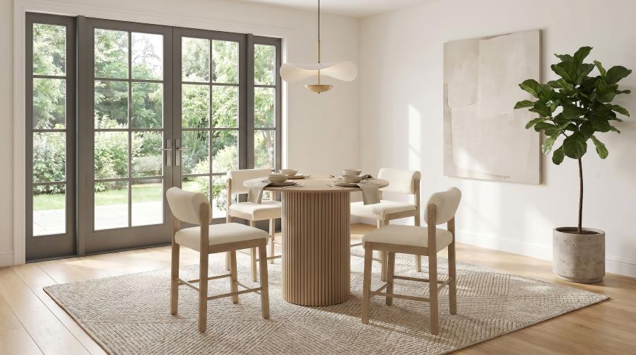 (image for) Hamlyn 5-piece Round Wood Counter Height Dining Set Cream and Natural Oak