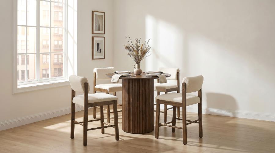 (image for) Hamlyn 5-piece Round Wood Counter Height Dining Set Cream and Walnut