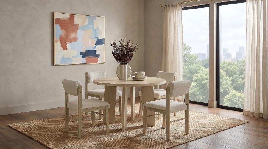 (image for) Strouse 5-piece Dining Set Cream and Natural Oak