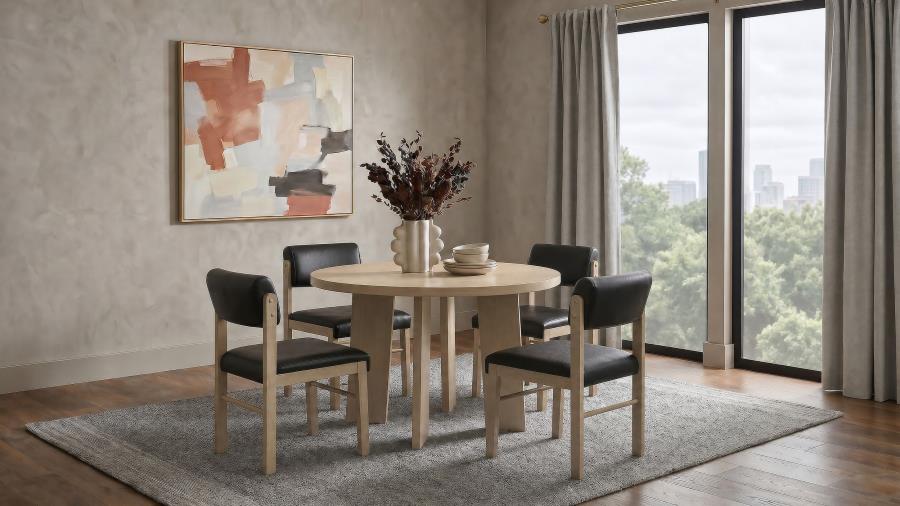 (image for) Strouse 5-piece Dining Set Black and Natural Oak