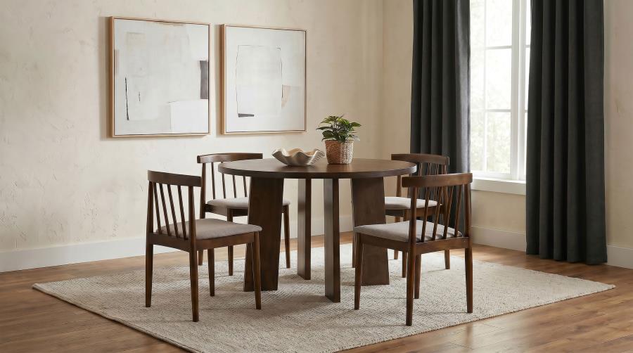 (image for) Strouse 5-piece Dining Set Wheat and Walnut