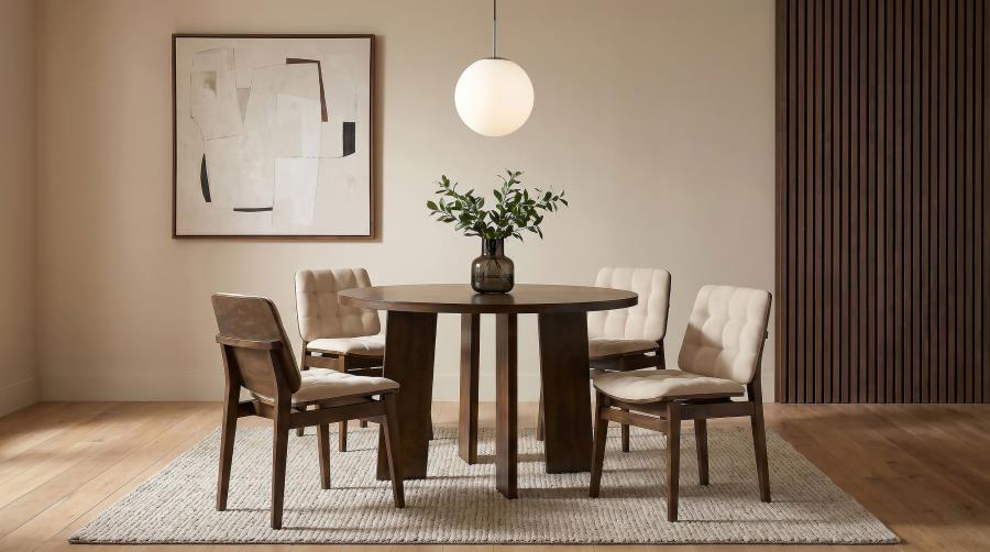 (image for) Strouse 5-piece Dining Set Cream and Walnut