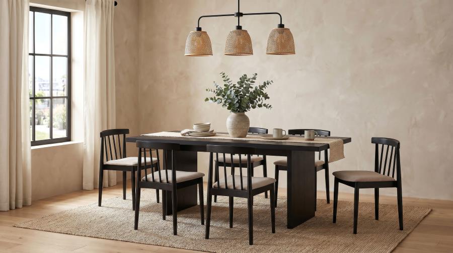 (image for) Decker 7-piece 82-inch Rectangular Dining Set Wheat and Black