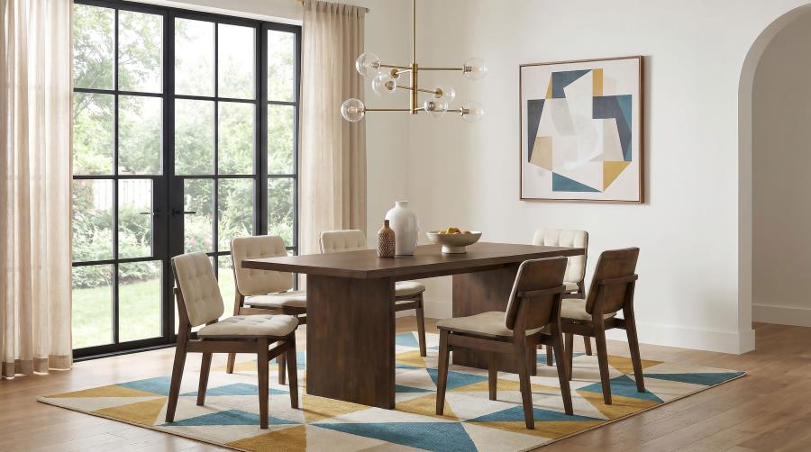 (image for) Decker 7-piece 82-inch Rectangular Dining Set Cream and Walnut