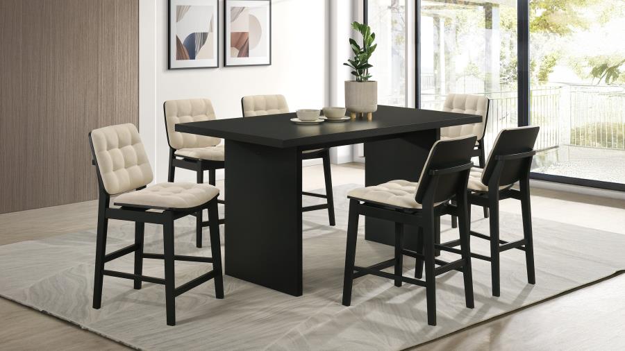 (image for) Decker 7-piece 70-inch Rectangular Counter Height Dining Set Cream and Black