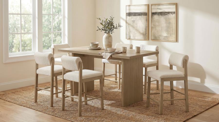 (image for) Decker 7-piece 70-inch Rectangular Counter Height Dining Set Cream and Natural Oak