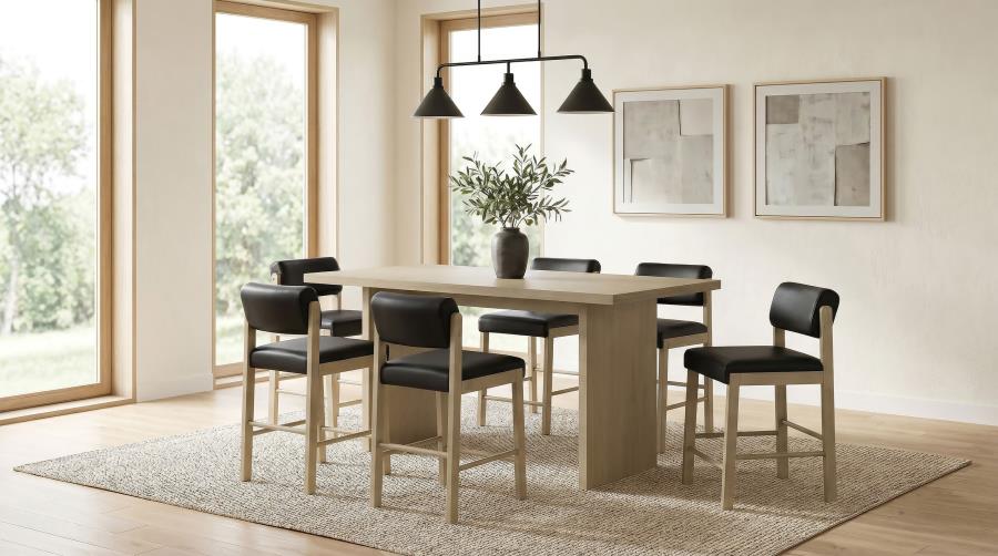 (image for) Decker 7-piece 70-inch Rectangular Counter Height Dining Set Black and Natural Oak