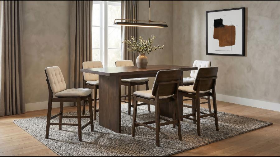 (image for) Decker 7-piece 70-inch Counter Height Dining Set Cream and Walnut