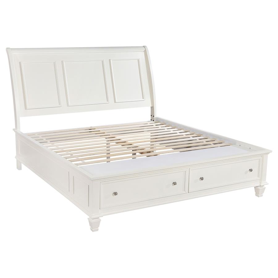 (image for) Sandy Beach Wood Eastern King Storage Panel Bed Cream White