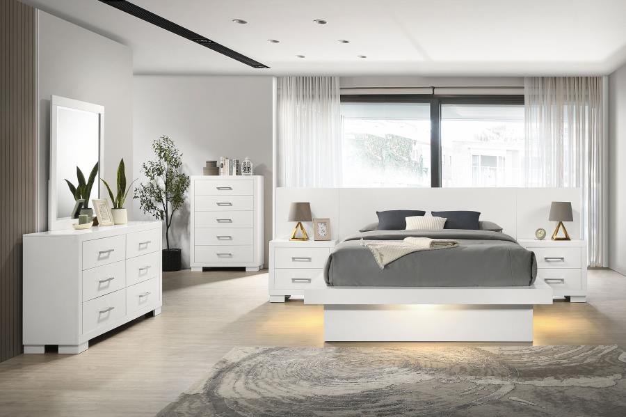 (image for) Jessica 6-piece Eastern King LED Bedroom Set Snow White