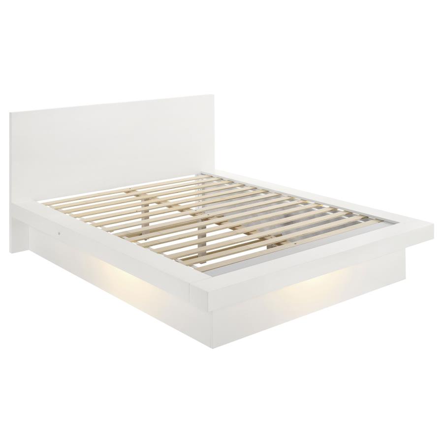 (image for) Jessica Wood Eastern King LED Panel Bed Snow White