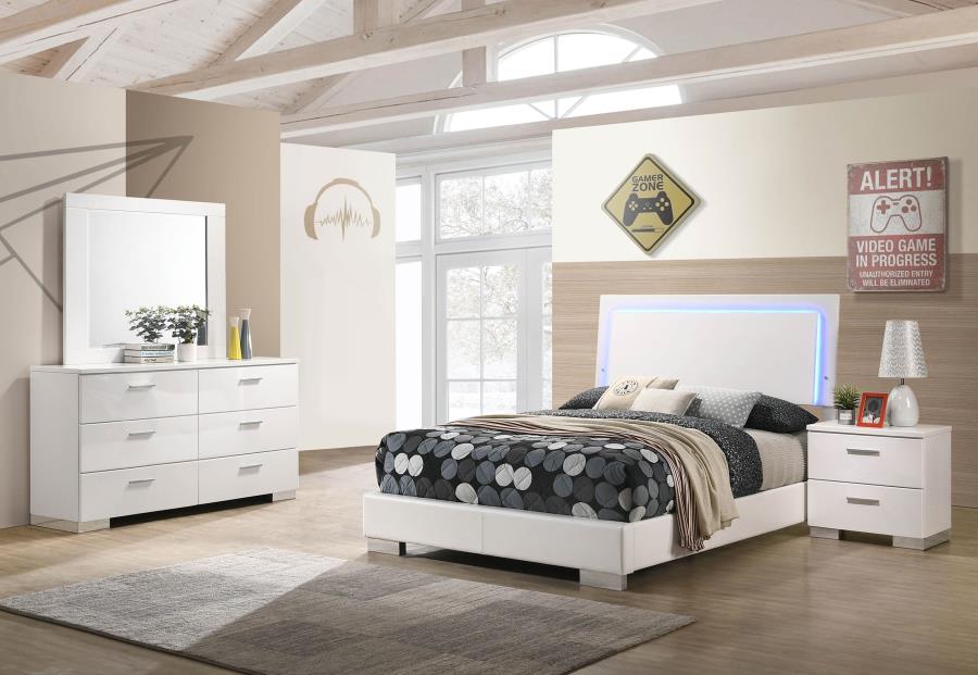 (image for) Felicity 4-piece Full Bedroom Set White High Gloss