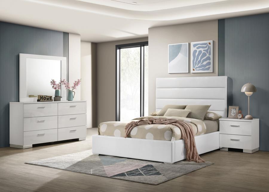 (image for) Felicity 4-piece Full Bedroom Set White High Gloss