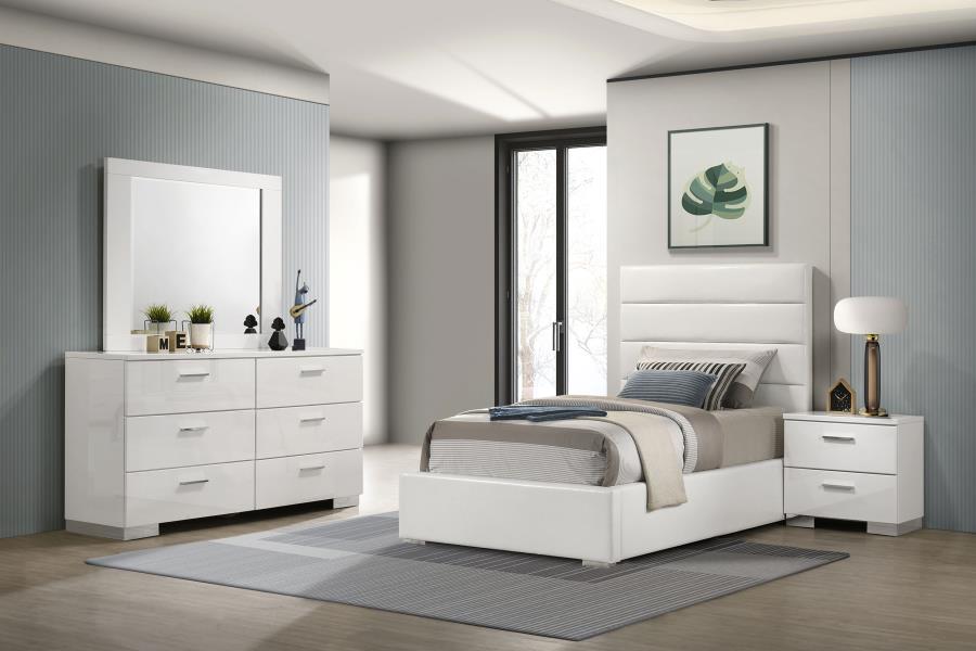 (image for) Felicity 4-piece Twin Bedroom Set White High Gloss