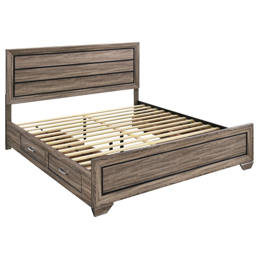 (image for) Kauffman Wood Eastern King Storage Panel Bed Washed Taupe
