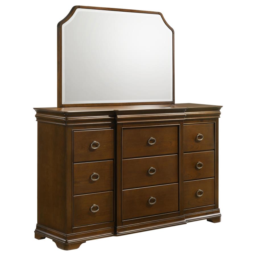 (image for) Garland 9-drawer Bedroom Dresser with Mirror Brown Cherry