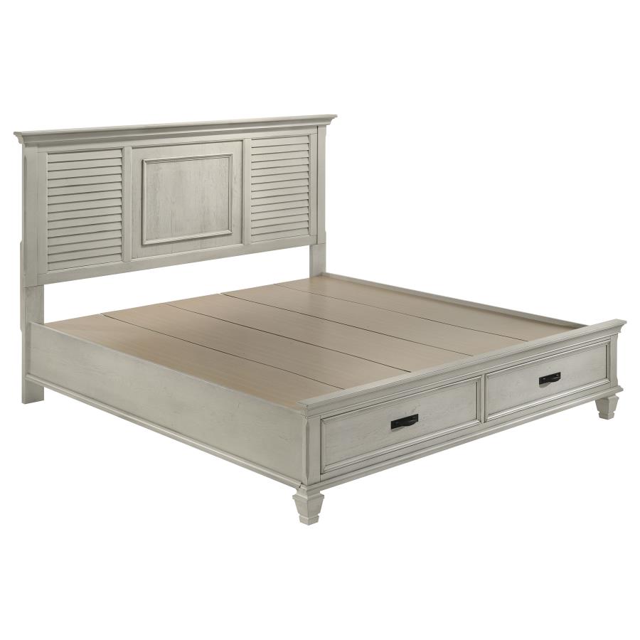 (image for) Franco Wood Eastern King Storage Panel Bed Distressed White