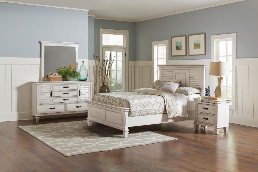 (image for) Franco 4-piece Eastern King Bedroom Set Distressed White